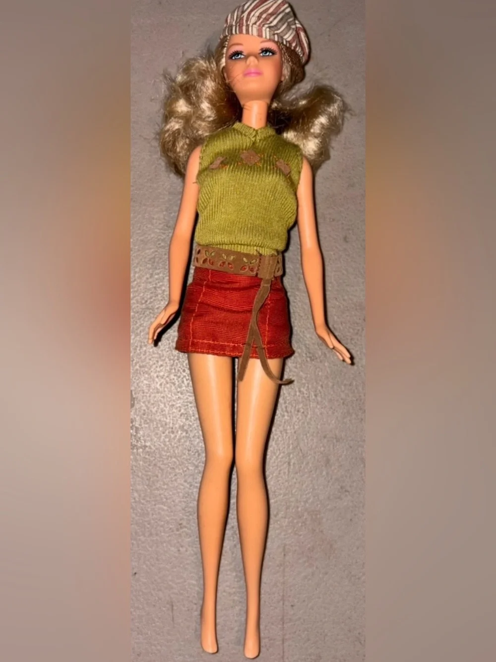 my scene barbie doll Rust Red Mini Skirt with Wrap Belt - Women's Mini